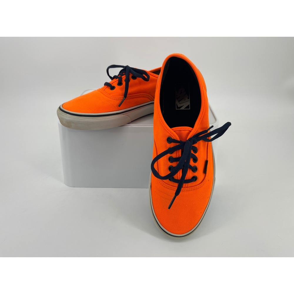 Vans Authentic Canvas Low Top Sneakers Neon Orange Men 11 Skate Shoes
